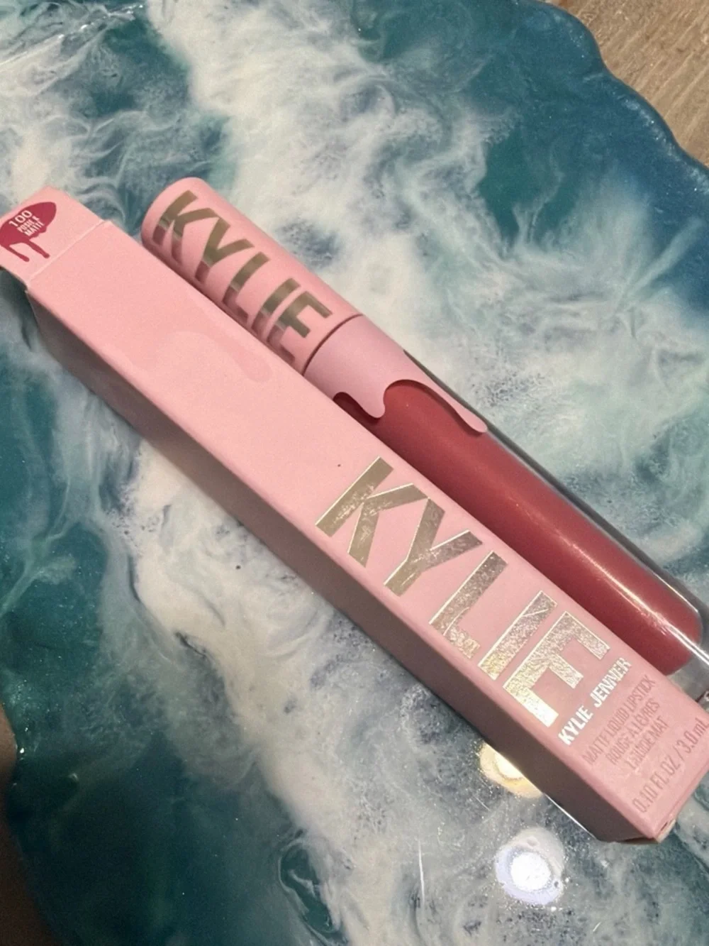 Kylie Cosmetics Lip Gloss - Pink Tube with Rose/Brick Gloss